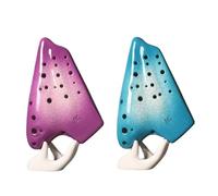 Mini Ocarina 3-Tube Ceramic Ocarina AC Gradient Purple Blue Ocarina Music Flute Alto C Key(Color:2)