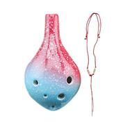 Mini Ocarina 6 Hole Ceramic Alto Ocarina C Simple Starry Sky Style Instrument with Lanyard Sheet Music for Music Lovers(Color:4)