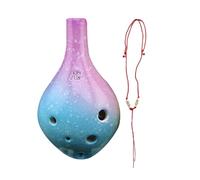 Mini Ocarina 6 Hole Ceramic Alto Ocarina C Simple Starry Sky Style Instrument with Lanyard Sheet Music for Music Lovers(Color:3)