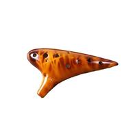 Mini Ocarina Amber yellow twelve-hole ocarina with smoked texture alto C key AC tone accurate ceramic production