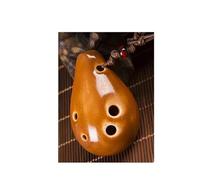 Mini Ocarina Beginner Ocarina 6 Hole Round(Coffee)