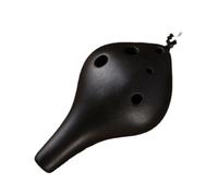 Mini Ocarina Black pottery 6-hole ocarina recommended for beginners Red pottery six-hole alto C key ocarina instrument(Color:Black)