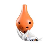 Mini Ocarina Black pottery 6-hole ocarina recommended for beginners Red pottery six-hole alto C key ocarina instrument(Color:Red)