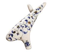 Mini Ocarina Ceramic Ocarina 12 Hole Classic Celadon Floral Pattern Alto AC Tone(Color:Sc)
