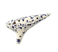 Mini Ocarina Ceramic Ocarina 12 Hole Classic Celadon Floral Pattern Alto AC Tone(Color:Sf)