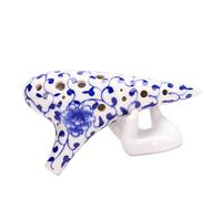 Mini Ocarina Classical hand-painted blue and white ocarina 12-hole alto c-key elegant ocarina playing teaching materials(1)