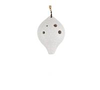 Mini Ocarina Multi-color S/G high-pitched 6-hole cracked glaze short-mouthed ocarina for beginners(White)