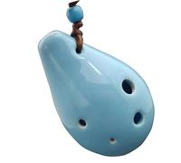 Mini Ocarina Necklace 6 Holes SC High Pitch C Pottery Adult Beginner Gift Sky Blue