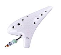 Mini Ocarina Ocarina with white cracked round head and a full set of accessories 12 holes alto C tune fine performance flute