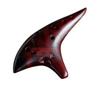 Mini Ocarina Professional Ocarina 12 Tone Alto C Ceramic Ocarina Instrument with Protective Bag(Color:Brown)