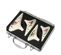 Mini Ocarina Professional ocarina with aluminum box instrument 12 holes alto treble AC SF SG SC 4 piece ceramic ocarina set(Color:1)