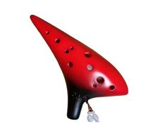 Mini Ocarina Red and black Ocarina 12-hole alto C key for beginners to play in one step