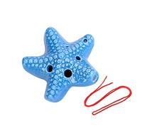 Mini Ocarina Starfish Shaped Ceramic Ocarina with Hanging Rope,6-Holes Ocarina Instrument Educational Toys for Children (light blue)