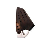 Mini Ocarina Three-tube professional ocarina alto C white ceramic ocarina advanced ethnic musical instrument performance(Color:Brown)