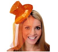 Mini Orange Glitter Fascinator Top Hat I Love Fancy Dress Orange 3 Pack