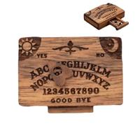 Mini Ouija Board Decoration - Wooden Vintage Alphabet Talking Game Set With Planchette, Retro Table Centerpiece | Home Family Friends Room Decor Halloween Mystic Style Usage