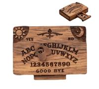 Mini Ouija Talking Decoration - Wooden Spirit Board Kit with Planchette Pieces, Retro Spooky Centerpiece, Interactive Game Display | Fun Family Friends Home Decor Halloween Party Paranormal Entertain