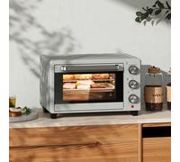 Homcom Mini Oven 21L Electric Grill W/ Adjustable Temp 1400W, Silver Tone, Silver