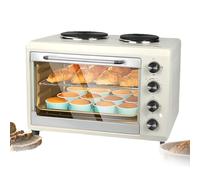 Mini Oven Electric Countertop Cooker 2000W with Double Hotplate Hob and Grill Rack, Adjustable Temperature and Timer for Stir-fried Vegetables and Grilling