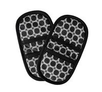 Mini Oven Mitts with Fridge Magnets.2pk Quilted Heat Resistant Black Cotton Fabric.Gloves/Pot Holder Safely Protects Hands from Hot Surfaces. Great for handling Cookware, Bakeware, BBQ ,Microwave