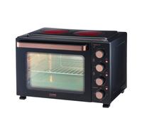 Cooks Professional Mini Portable Oven with Ceramic Hobs | Energy Efficient Electric Countertop Cooker with Two Hot Plates & Wire Rack Baking Tray | Kitchen Grill Ovens | 34L Capacity | Black & Copper