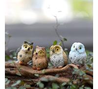 Mini Owl Figures 4 Pack Little Owls Ornament Miniature Figurines for Fairy Garden Accessories Mini Resin Animals Figures Tiny for Cake Decorations Owl Gifts White