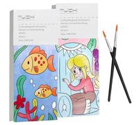 Mini Paint Pad,Mini Watercolour Paint Pad,Portable Pocket Watercolour Painting Book,Cute Watercolor Paints Set,Travel Paint Set Watercolor Coloring Books with Paintbrush(Fairy Princess&Deep Sea Dream)