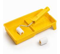 Mini Paint Roller, 5pcs Small Paint Roller Set with Tray, Liner, Handle and Two Wool Roller Heads, Ideal for Home Renovation, Wall Painting and Ceiling Craft Projects