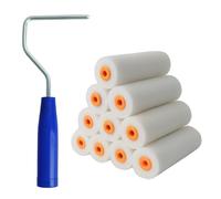 Mini Paint Roller Set for Painting with Gloss & Satin,Fit for The Job 11 pc Foam Small Roller for Painting Wood & Metal, Skirting Boards, Window Sills, Doors, 4 inch Paint Roller, Roller&Handle Set