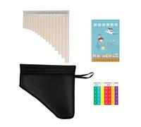 Mini Pan Flute 16 Pipes Panpipes with Protable Storage Box Multi-pipe Flute WoodWind Musical Instrument for Student Beginners Gift(Off-White)
