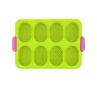 Mini Pan, Nonstick Silicone Perforated French Bread Crisping Loaf Mold for Hot Dog Bread Roll Sandwich (Green)