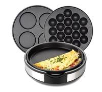 Mini Pancake Maker, 3-in-1 Nonstick Crepe Maker with Detachable Plates, 5-Speed Temperature Control for Even Heating, Ideal for Pancakes, Fried Eggs and More