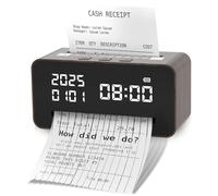 Mini Paper Shredder for Home Office,Small,USB,Strip Cut,Desktop Clock Design,10 Mins Running Paper Cutting Tool, Portable Shredder for Home Use, Stationery Christmas Birthday Gift (Dark Wood)