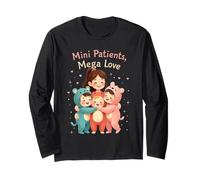 Mini Patients Mega Love Cute Nurse and Kids Illustration Long Sleeve T-Shirt