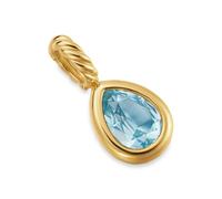 Mini Pear Cut Amulet In 18ct Yellow Gold With Sky Blue Topaz, 11mm