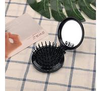 Mini peine de bolsillo con espejo, cepillo plegable, cepillo de viaje, herramienta de peinado para desenredar, para llevar, bolso, uso, tamaño compacto, negro