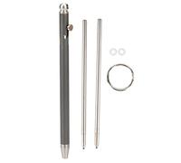 Mini Pen Keychain, Pure Titanium Portable Keychain Sign Ballpoint Writing Instrument Compact and Stylish Small Pen with 2 Replacement Refill for Men Women Office Carry On (Gray)