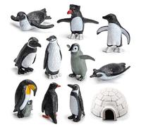 Mini Penguin Figurines, 11pcs/set Plastic Lifelike Miniature Penguins Toys, Artic Animals Figurines, Animal Figure Playset, Tiny Penguins Ornaments for Micro Landscape Cake Top Decorations