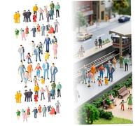 Mini People 100PCS Mini People Figures, 1:87 Painted Standing Pose Miniature Realistic Figures for Model Train Miniature Scenes Dollhouse