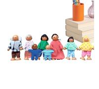 Mini People Figures-Poseable Family Set, Flexible Hand-Painted Characters, Diverse Multi-Generational Dolls, Creative Toys, Modern Home Nursery Decor | For Kids
