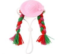 Mini Pet Braided Hat with two braids - 1.97 Inch Small Knitted Cap,Rats and parrots are suitable, for Photo Shoots & Holidays, Adjustable Elastic Brim (Black/Red/Green/Purple)
