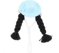 Mini Pet Braided Hat with two braids - 1.97 Inch Small Knitted Cap,Rats and parrots are suitable, for Photo Shoots & Holidays, Adjustable Elastic Brim (Black/Red/Green/Purple)