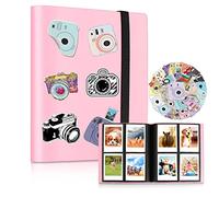 Mini Photo Album 160 Pockets for 2 * 3 inch Photo Compatible with Fujifilm Instax Mini Film/Kpop Photocards, Instant Camera Accessories with 50Pcs Colorful Stickers (Pink)