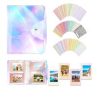 Mini Photo Album 60 Sheets Photo Album 3 Inch 64 Pockets Small Photo Album Compatible with Fujifilm Instax Mini/Polaroid Instax Mini Film for Instant Camera, with Stickers