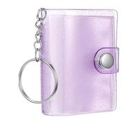 Mini Photo Album Key Ring | Mini Scrapbook Key Ring | Album Keychain with 24 Pockets | Portable Bag Pendant Clear | For Wallet Backpack Adults Birthday Wedding, Purple., Se référer au descriptif