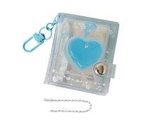 Mini Photo Album Keyring - Heart-Shaped Transparent Scrapbook with 24 Compartments, Shiny Card Holder as Backpack Pendant | For 5 cm Pictures Presentation School Bag Gift Memory