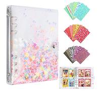 Mini Photo Album Photocard Binder with 200 Pockets, 3 Inch Tansparent Photo Album Cover with 20 Colorful Photo Film Frame Stickers for Fujifilm Instax Mini Film/Kpop Photocards/Polaroid Instax Mini