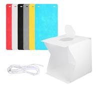 Mini Photo Box with 20 LED Beads and PP Foldable Studio | 6 Backdrop Sheets Included, Even Diffuse Reflection, Anti Wrinkle and Moistproof Finish, for Watch Shots