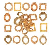 Mini Photo Frames Set of 14, Gold Vintage Square Picture Frames - Small Wall Gallery Frame Decor for Home, Office, Shelves & Tabletop Display