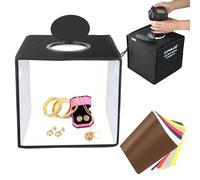 Mini Photo Light Box 25cm, PULUZ Photo Booth Portable Update 104 LED Light Beads Photography Lightbox Shooting Tent Studio Box with 6 Piece Backdrop Kit for Small Product Photography Accessories